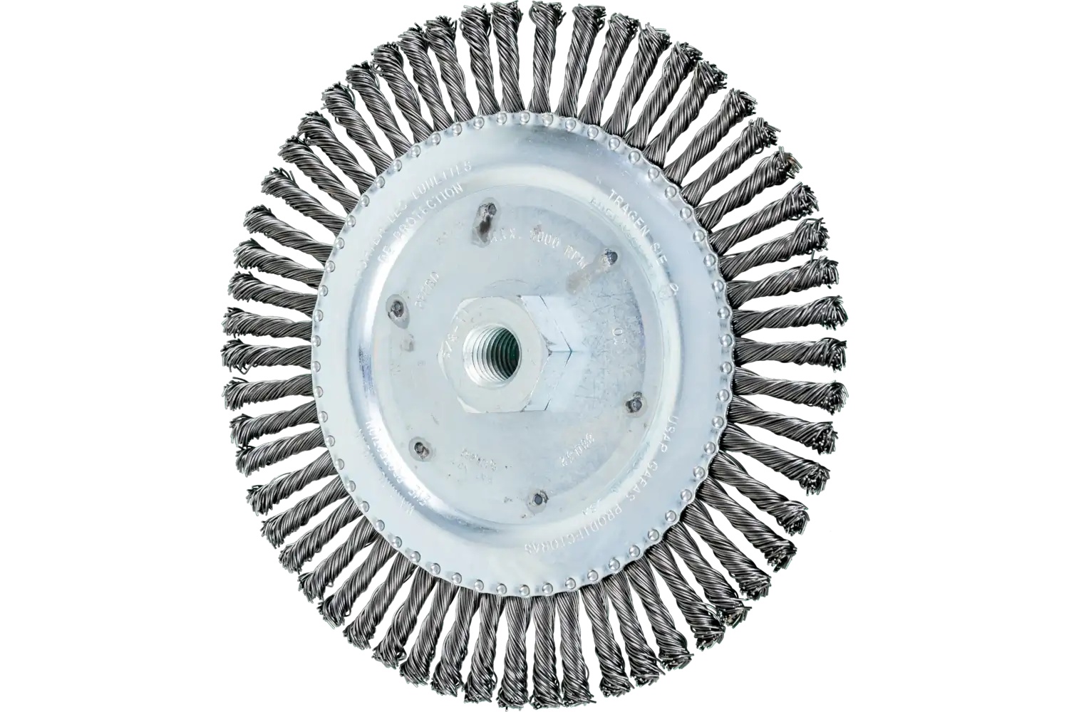 Show details for Pferd Twin Nut Stringer Bead Wheel Brush 6-7/8" Dia .020 Carbon Steel 5/8-11 Thread Picture of Pferd Twin Nut Stringer Bead Wheel Brush 6-7/8" Dia .020 Carbon Steel 5/8-11 Thread